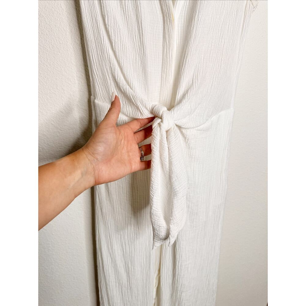 Brochu Walker Madsen White Front Twist V Neck Gauzy Maxi Length Dress Small - Picture 6 of 8